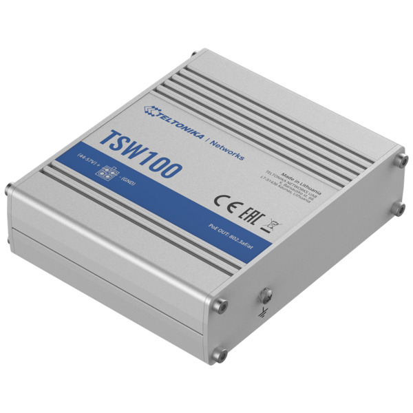 TELTONIKA TK-TSW100 Teltonika Switch PoE No gestionable Industrial - 5 puertos Ethernet RJ45 Gigabit - 4 Puertos Ethernet PoE+ 8 (5)