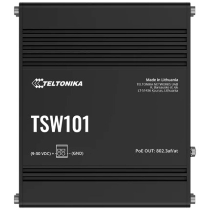 Comprar TELTONIKA TK-TSW101 Teltonika Switch PoE No gestionable Industrial - 5 puertos Ethernet RJ45 Gigabit - 4 Puertos Ethernet PoE+ 802.3af/at - Hasta 30W por Puerto PoE - Hasta 60W de Potencia PoE total - Rugerizado Carcasa Aluminio