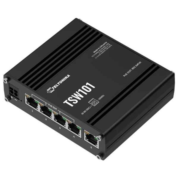 TELTONIKA TK-TSW101 Teltonika Switch PoE No gestionable Industrial - 5 puertos Ethernet RJ45 Gigabit - 4 Puertos Ethernet PoE+ 8 (1)