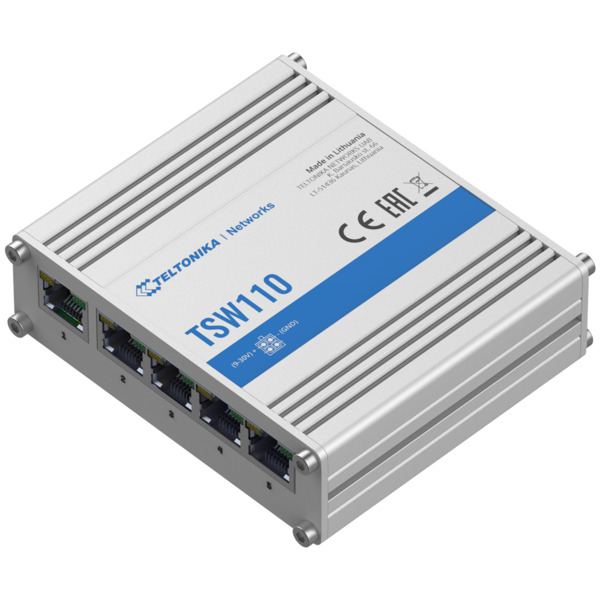 TELTONIKA TK-TSW110 Teltonika Switch No gestionable Industrial - 5 puertos Ethernet RJ45 Gigabit - Rugerizado Carcasa Aluminio - (1)