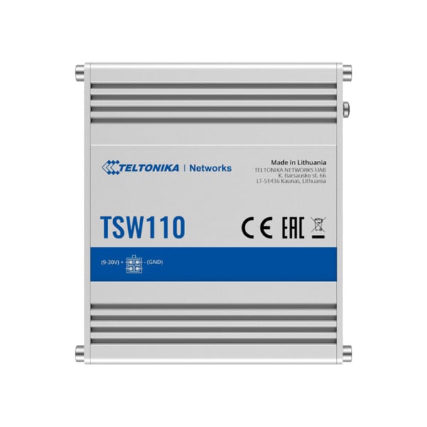 TELTONIKA TK-TSW110 Teltonika Switch No gestionable Industrial - 5 puertos Ethernet RJ45 Gigabit - Rugerizado Carcasa Aluminio -