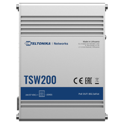 Comprar TELTONIKA TK-TSW200 Teltonika Switch PoE No gestionable Industrial - 8 puertos Ethernet RJ45 Gigabit +2 SFP Gigabit - 8 Puertos Ethernet PoE+ 802.3af/at - Hasta 30W por Puerto PoE - Hasta 240W de Potencia PoE - Rugerizado Carcasa Aluminio