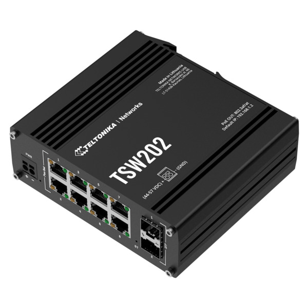 TELTONIKA TK-TSW202 Teltonika Switch PoE Gestionable Industrial - 8 puertos Ethernet RJ45 Gigabit +2 SFP Gigabit - 8 Puertos Eth (7)