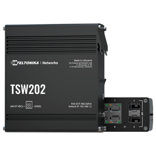 TELTONIKA TK-TSW202 Teltonika Switch PoE Gestionable Industrial - 8 puertos Ethernet RJ45 Gigabit +2 SFP Gigabit - 8 Puertos Eth (9)