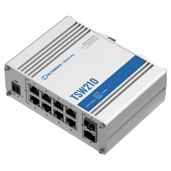 TELTONIKA TK-TSW210 Teltonika Switch No gestionable Industrial - 8 puertos Ethernet RJ45 Gigabit +2 SFP Gigabit - Rugerizado Car (1)