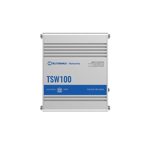 TELTONIKA TSW100 Switch Industrial Gigabit L2 (no gestionable) 5x RJ45 Gb (4x PoE+ Max 120W + 1x RJ45 Gb Uplink). Max 100m Cable