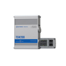 TELTONIKA TSW200 Switch Industrial Gigabit L2 (no gestionable) 8xRJ45 PoE+ (Max 240W) + 2xSFP Gigabit. Max 250m Cable. Carril DI