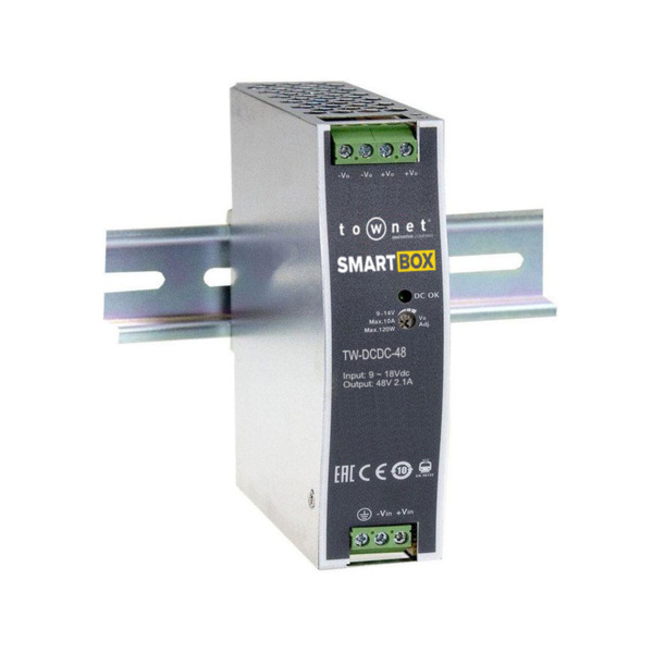 Townet SAM-4768 TW-DCDC48-B Conversor 24V CC - 48V CC industrial de Townet. Complemento perfecto para las Smartbox. Ideal para a