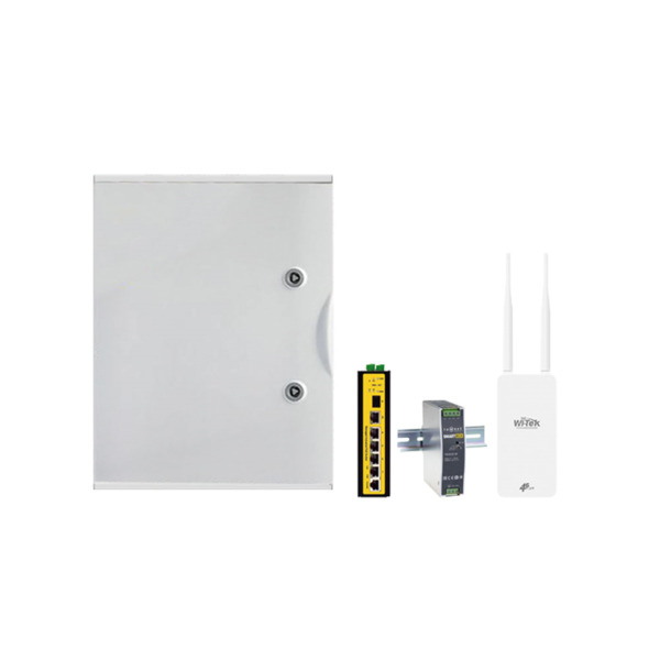 Townet SAM-4803 SAM-4803 Kit alimentación farolas. 1x Caja para farolas SAM-4798. 1x Switch POE gestionable L2 de 4 POE Gigabit