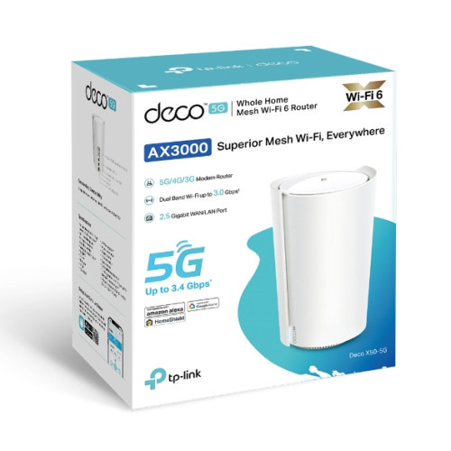 TP-LINK 5G AX3000 WHOLE HOME MESH WI-FI 6 ROUTER, BUILD-IN 5G MODEM SPEED: 574 MBPS AT 2.4 GHZ + 2402 MBPS AT 5 GHZ, 5G 3.4GBPS/ (3)