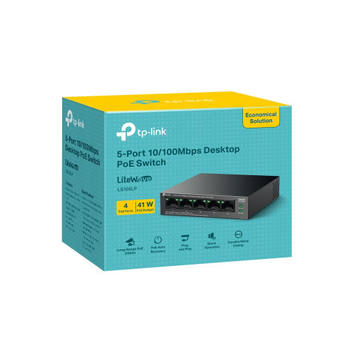 TP-Link LiteWave LS105P No administrado Fast Ethernet (10/100) Energía sobre Ethernet (PoE) Negro (4)