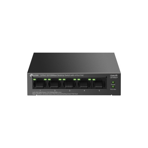 TP-Link LiteWave LS105P No administrado Fast Ethernet (10/100) Energía sobre Ethernet (PoE) Negro (1)