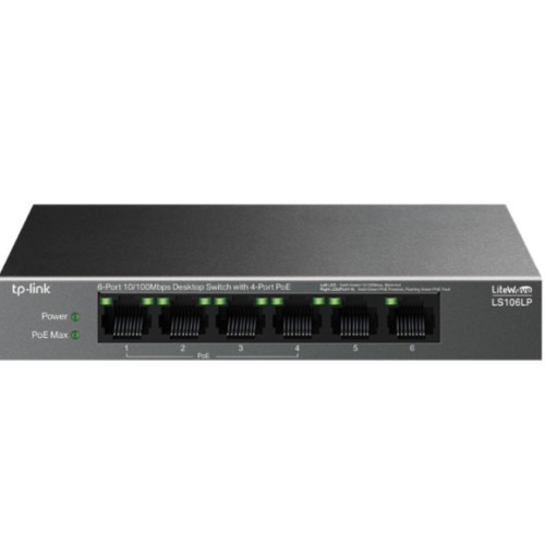 TP-LINK SWITCH DE SOBREMESA DE 6 PUERTOS 10/100 MBPS CON 4 PUERTOS POE PUERTOS: 4× 10/100 MBPS POE, 2× 10/100 MBPS NO POE ESPECI (1)
