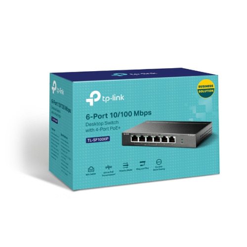 TP-Link TL-SF1006P switch No administrado Fast Ethernet (10/100) Energía sobre Ethernet (PoE) Negro (3)
