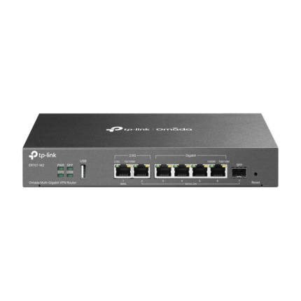 Comprar TP-Link TPLINK-006 ER707-M2 Router VPN Multi-Gigabit Omada by TP-Link. 2 puertos RJ45 de 2,5 G. 1 puerto SFP Gigabit + 4 puertos RJ45 Gigabit (1 WAN + 3 WAN/LAN). 1 puerto USB. VPN de alta seguridad. Equilibrio de carga de WAN múltiple. Gestión c