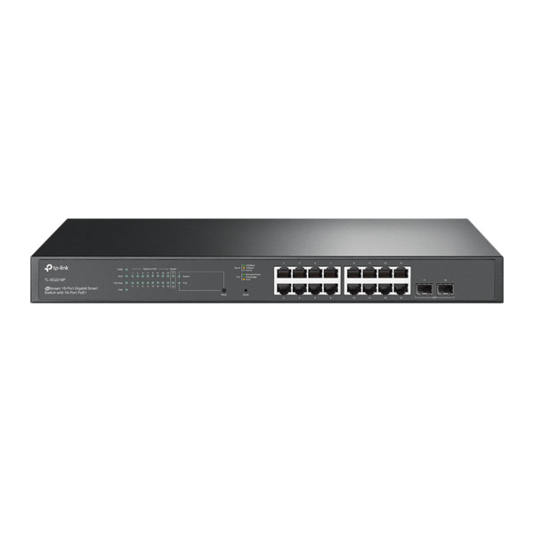 TP-Link TPLINK-045 SG2218P Switch JetStream Omada by TP-Link. 16 puertos PoE+ Gigabit. 2 ranuras SFP Gigabit. Entrega PoE total