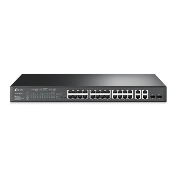 TP-Link TPLINK-050 SL2428P Switch JetStream Omada by TP-Link. 24 puertos PoE+ Fast Ethernet. 2 puertos Gigabit Ethernet. 2 puert