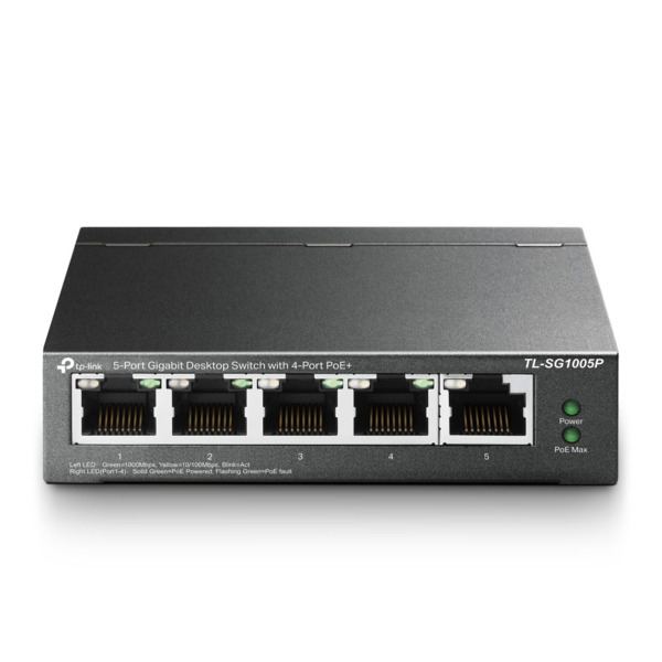 TP-Link TPLINK-111 TL-SG1005P Switch de escritorio TP-Link. 5 puertos Ethernet Gigabit (de los cuales 4 admiten PoE+). Entrega P