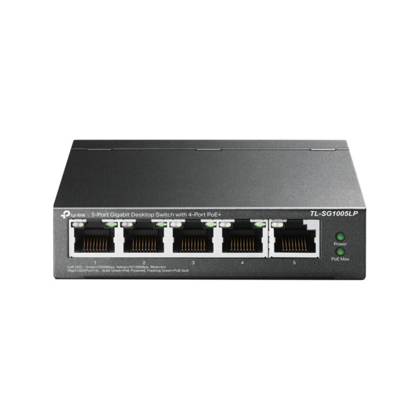 TP-Link TPLINK-112 TL-SG1005LP Switch de escritorio TP-Link. 5 puertos Ethernet Gigabit (de los cuales 4 admiten PoE+). Entrega