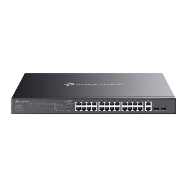 TP-Link TPLINK-133 ES228GMP Switch Omada by TP-Link. 26 puertos Ethernet Gigabit (de los cuales 24 admiten PoE+). 2 puertos SFP