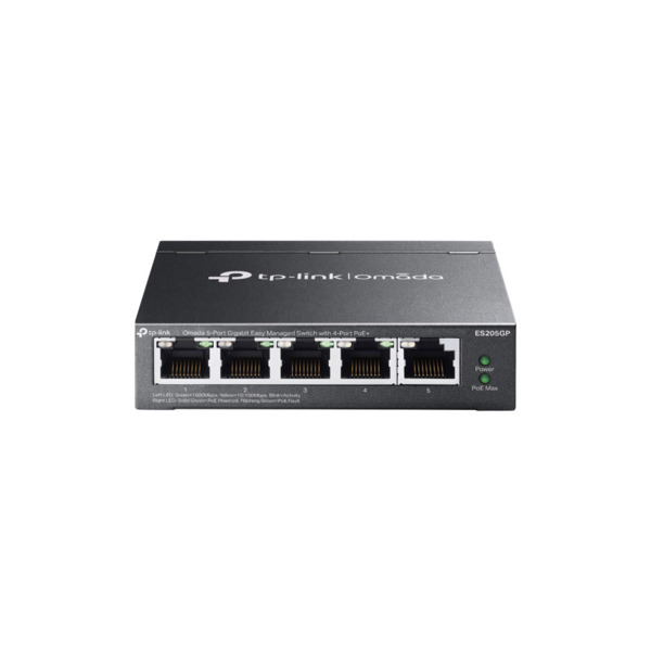 TP-Link TPLINK-137 ES205GP Switch Omada by TP-Link. 5 puertos Ethernet Gigabit (de los cuales 4 admiten PoE+). Entrega PoE total