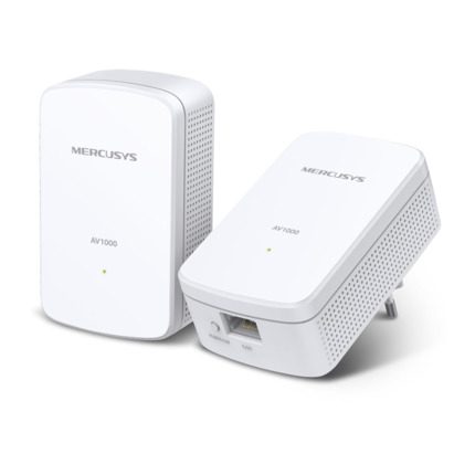 Comprar TP-Link TPLINK-185 MP500 KIT Kit Powerline Mercusys AV1000 compuesto por 2 adaptadores MP500. Transmisión de datos de hasta 1000 Mbps sobre red eléctrica. 1 puerto Gigabit por unidad. Encriptación AES de 128 bits. Alcance hasta 300 m. Compatible