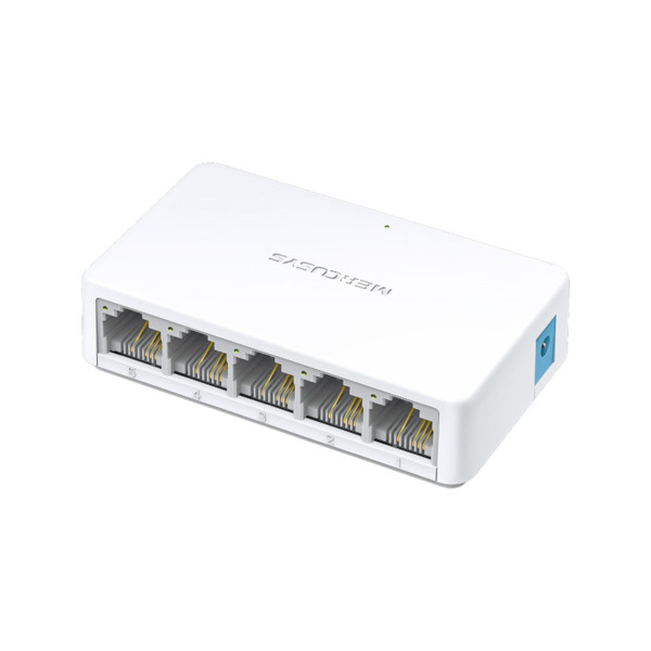 TP-Link TPLINK-195 MS105 Switch Fast Ethernet Mercusys MS105. 5 puertos 10/100 Mbps. Compacto, silencioso y sin ventilador. Sopo
