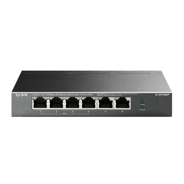 TP-Link TPLINK-263 TL-SF1006P Switch no gestionable TP-Link con 6 puertos Fast Ethernet. 4 puertos PoE+ con hasta 30 W por puert