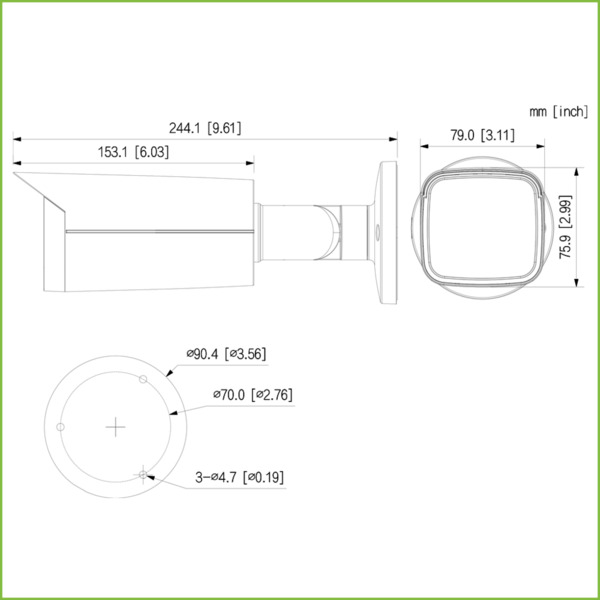 Tubular HDCVI 4EN1 5M FULL COLOR 2.0 WDR Starlight LED60m 2.7-13.5 VFM IP67 AUDIO MIC (1)