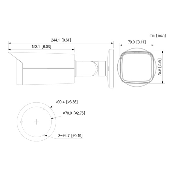 Tubular IP H265 2M DN WDR Starlight IR60m 2.7-13.5VFM IP67 PoE SD AI (1)