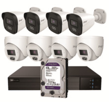 TVT KIT BULLET/DOMO IP TVT 8CH Kit CCTV IP NVR 8CH PoE + 4 Domos 4MP 2.8mm + 4 Bullets 4MP 2.8mm + HD4TB
