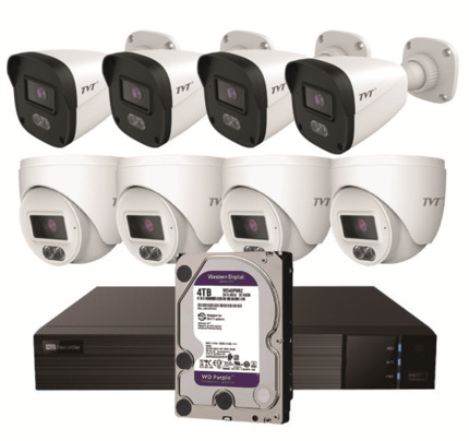 Comprar TVT KIT BULLET/DOMO IP TVT 8CH Kit CCTV IP NVR 8CH PoE + 4 Domos 4MP 2.8mm + 4 Bullets 4MP 2.8mm + HD4TB