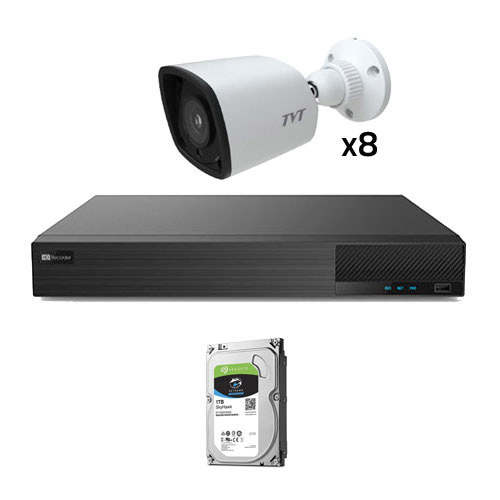 TVT KIT_TVT_1080_4 Kit CCTV 8 cámaras Bullet Preconfigurado TVT 1080p