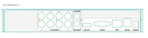 TVT TD-2008NS-HL-L Grabador DVR 5en1 8CH 1080 + 2IP 5MP 1xHDD E/S Audio TVT (1)