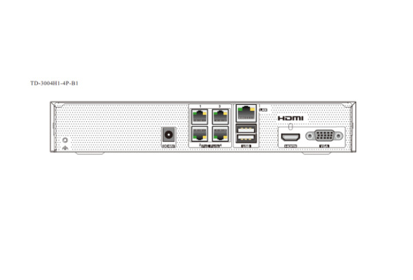 TVT TD-3004H1-4P-B1 Grabador NVR IP 4CH 6MP 4PoE VCA LPR NAT QR 1HDD 40/64 Mbps (1)