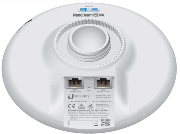 UBIQUITI NBE-5AC-Gen2 Antena Radio enlace CPE Punto a Punto Ubiquiti Networks NanoBeam 5AC Gen 2 Puente wifi 450 Mbit/s Blanco (4)