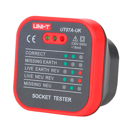 Comprar UNI-TREND UT07A-UK Tester de tomas eléctricas UK - Verificación de errores de cableado - Sencillo de usar - Permite hacer un test rápido