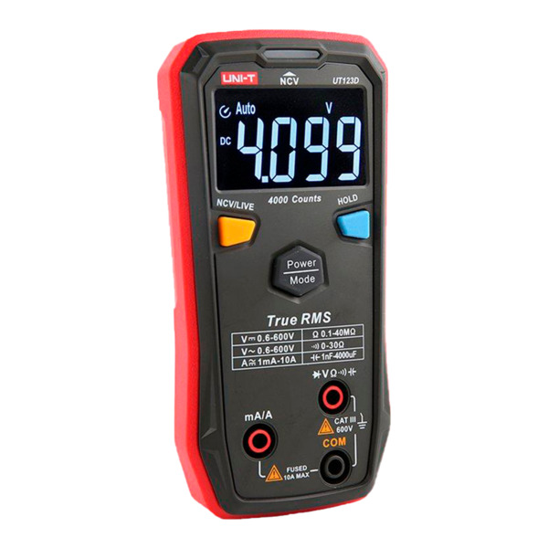 UNI-TREND UT123D Multímetro digital de bolsillo - Medición de voltaje en DC y AC hasta 600V - Medición de intensidad en DC y AC (7)