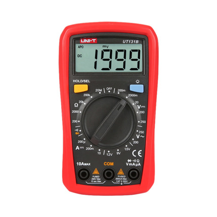 Comprar UNI-TREND UT131B Multímetro digital de mano LCD - Medición de voltaje en DC y AC hasta 250V - Medición de intensidad en DC hasta 10A - Test de baterías - Medición de resistencia - Buzzer para test de continuidad