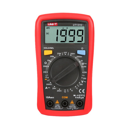 Comprar UNI-TREND UT131C Multímetro digital de mano LCD - Medición de voltaje en DC y AC hasta 250V - Medición de intensidad en DC hasta 10A - Medición de temperatura - Medición de resistencia - Buzzer para test de continuidad