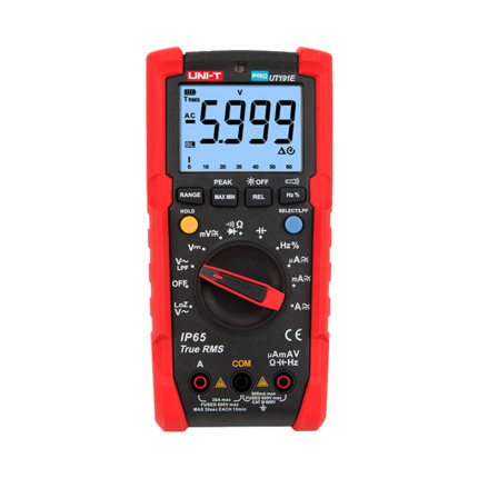 Comprar UNI-TREND UT191E Multímetro digital Industrial True RMS - IP65 y resistente a caídas de 2 m - Medición DC y AC hasta 600V / 20 A - Linterna integrada - Medición de resistencia, capacitancia y frecuencia - Buzzer para test de continuidad