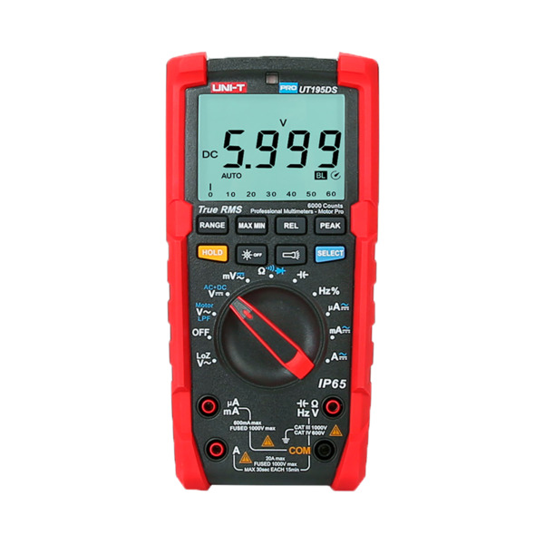 UNI-TREND UT195DS Multímetro digital industrial True RMS - IP65 y resistente a caídas de 2 m - Medición DC y AC hasta 1000V / 20 (1)