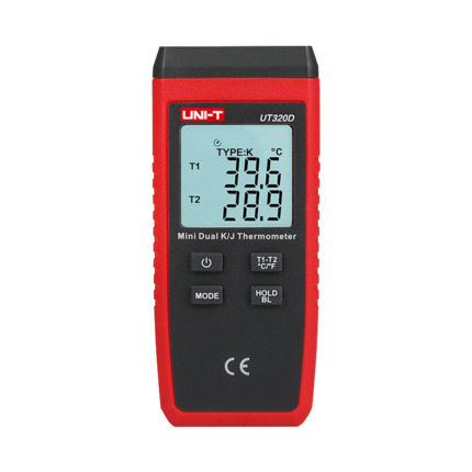 Comprar UNI-TREND UT320D Termómetro con sondas tipo K y J - Display Dual retroiluminado - Alta precisión - Resistente a caídas de 1m de altura - Apagado automático