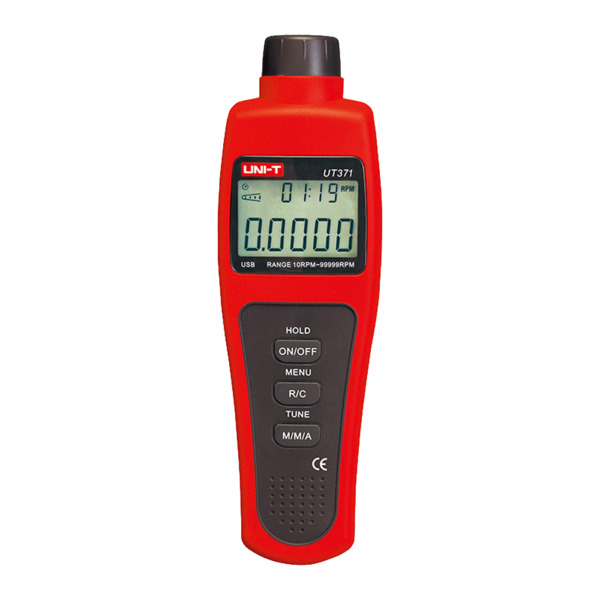 UNI-TREND UT371 Tacómetro digital de mano - Hasta 99999 RPM - Display LCD retroiluminado de 100000 cuentas - Valores Máximos, Mí