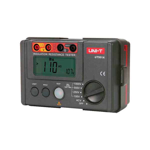 UNI-TREND UT501B Medidor de resistencia de aislamiento eléctrico - Display LCD de hasta 2000 cuentas - Medición de voltaje AC ha