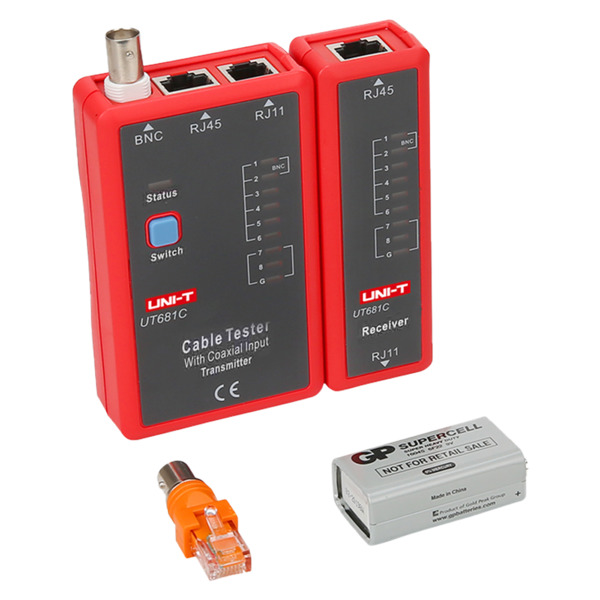 UNI-TREND UT681C Tester de cables - Comprobación de estado cables RJ45/RJ11/BNC - Testeo modo rápido y modo lento - Apagado auto (1)
