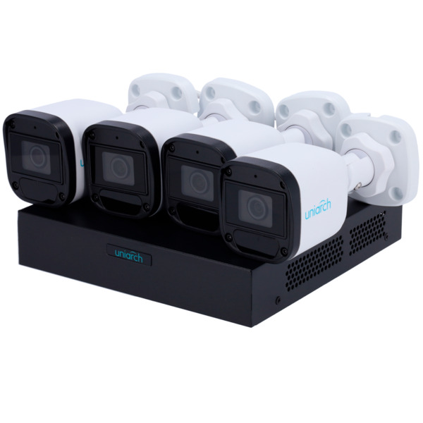 UNIARCH UV-KIT118-B42POE Kit de Videovigilancia Uniarch - NVR 8CH PoE - 4 Cámaras bullet IP67 - 2 MP | 2.8 mm | IR 30 m  - Espac