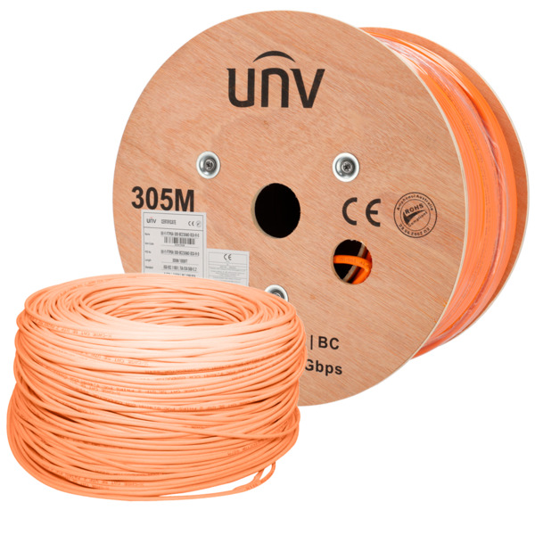 UNIVIEW UV-FTP6A-300-BC23AWG-DCA-R-O Uniview cable F/FTP categoría 6A - Conductor OFC,100% cobre - Diámetro 23 AWG-0,57mm - Cert (1)