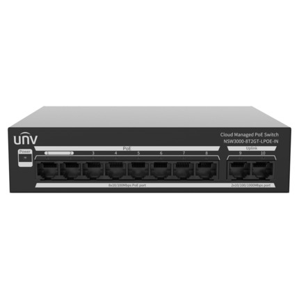 Comprar UNIVIEW UV-NSW3000-8T2GT-LPOE-IN Uniview Switch PoE Cloud Gestionable - 8 PoE802.3af/at + 2 uplink RJ45  - 8 RJ45 10/100 Mbps + 2 RJ45 10/100/1000 Mbps - 30W por puerto 802.3af/at / Máximo 65W - VLAN/Port Isolation/Loop Detection - Port Speed Lim