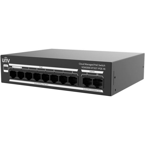 UNIVIEW UV-NSW3000-8T2GT-POE-IN Uniview Switch PoE Cloud Gestionable - 8 PoE802.3af/at + 2 uplink RJ45  - 8 RJ45 10/100 Mbps + 2 (3)